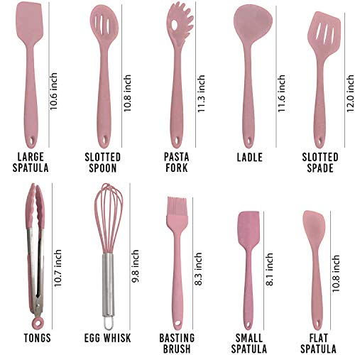 Set 11 ustensile din silicon, pentru gatit - Roz