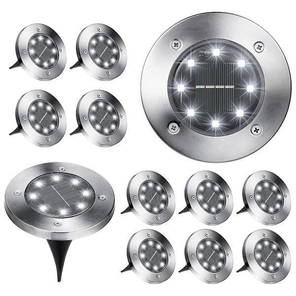 Set 8/12 lampi solare pentru pamant, Silver Disk Lights