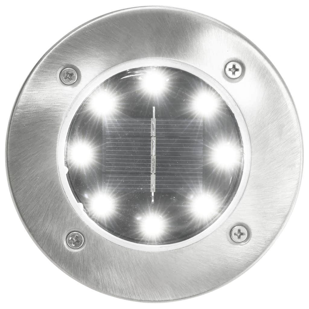 Set 8/12 lampi solare pentru pamant, Silver Disk Lights