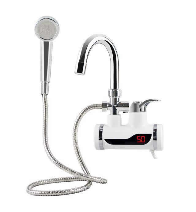 Robinet electric instant apa calda cu furtun - montare pe perete