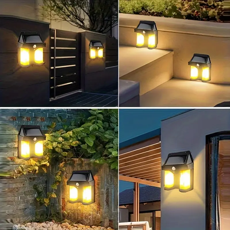 Set 4 x Lampa solara dubla, 3 moduri iluminare