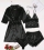 Set 4 piese, Pijama satin Dama, Negru