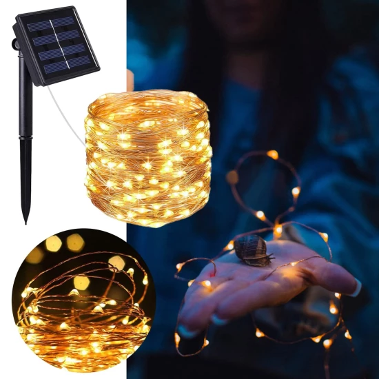 Instalatie solara 300 LED, 30 metri, telecomanda