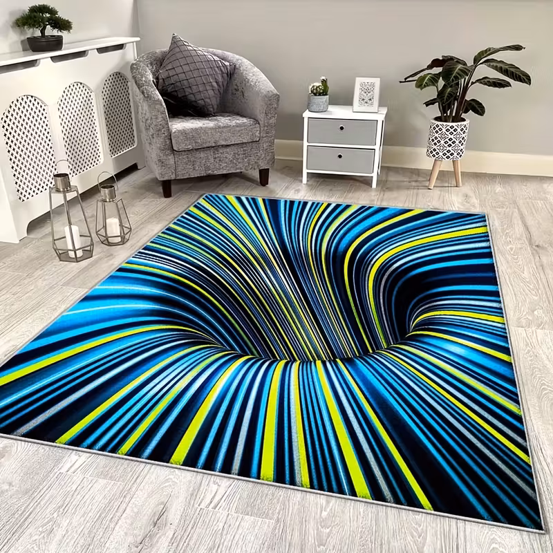 Covor 3D 80 x 120 cm, lavabil, antiderapant, Albastru