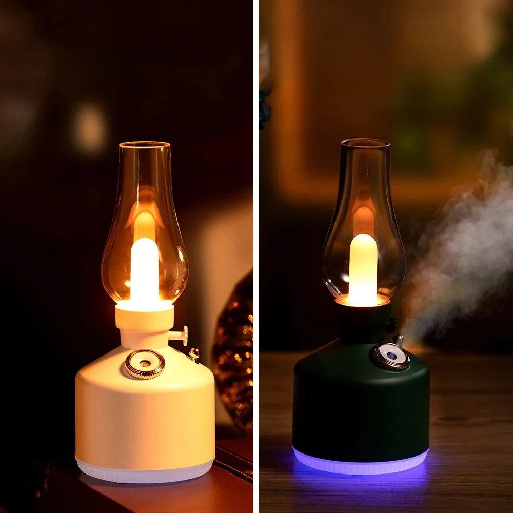 Lampa retro cu umidificator, USB, Baterie 1200 mAh, 280 ml