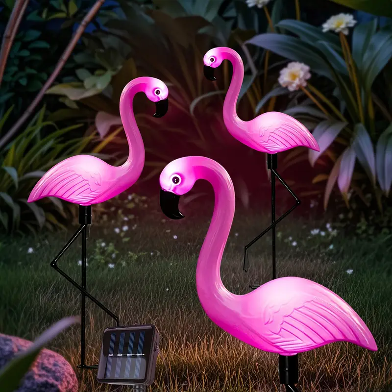 Set 3 x Lampa solara, Flamingo - lumineaza 8 ore