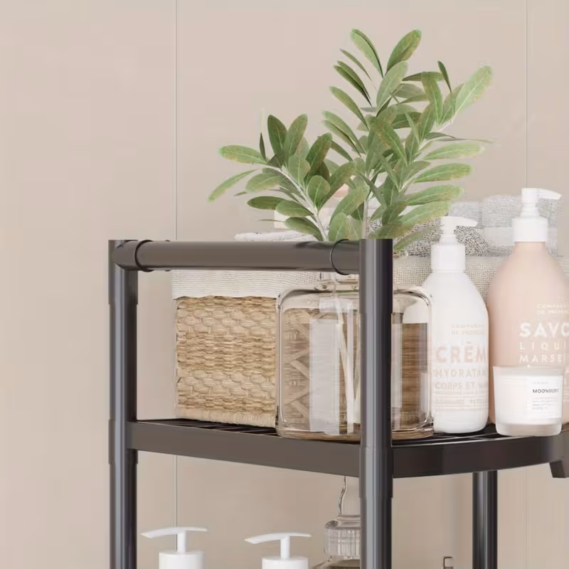 Organizator cu 3 rafturi, Negru, 42 x 30 x 58 cm