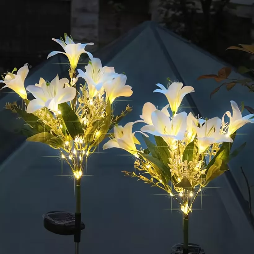 Set 2 x lampa solara 70 cm, 6 crini albi