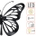 Set 2 x Decoratiune solara metalica, forma de fluture 34x26 cm, Negru