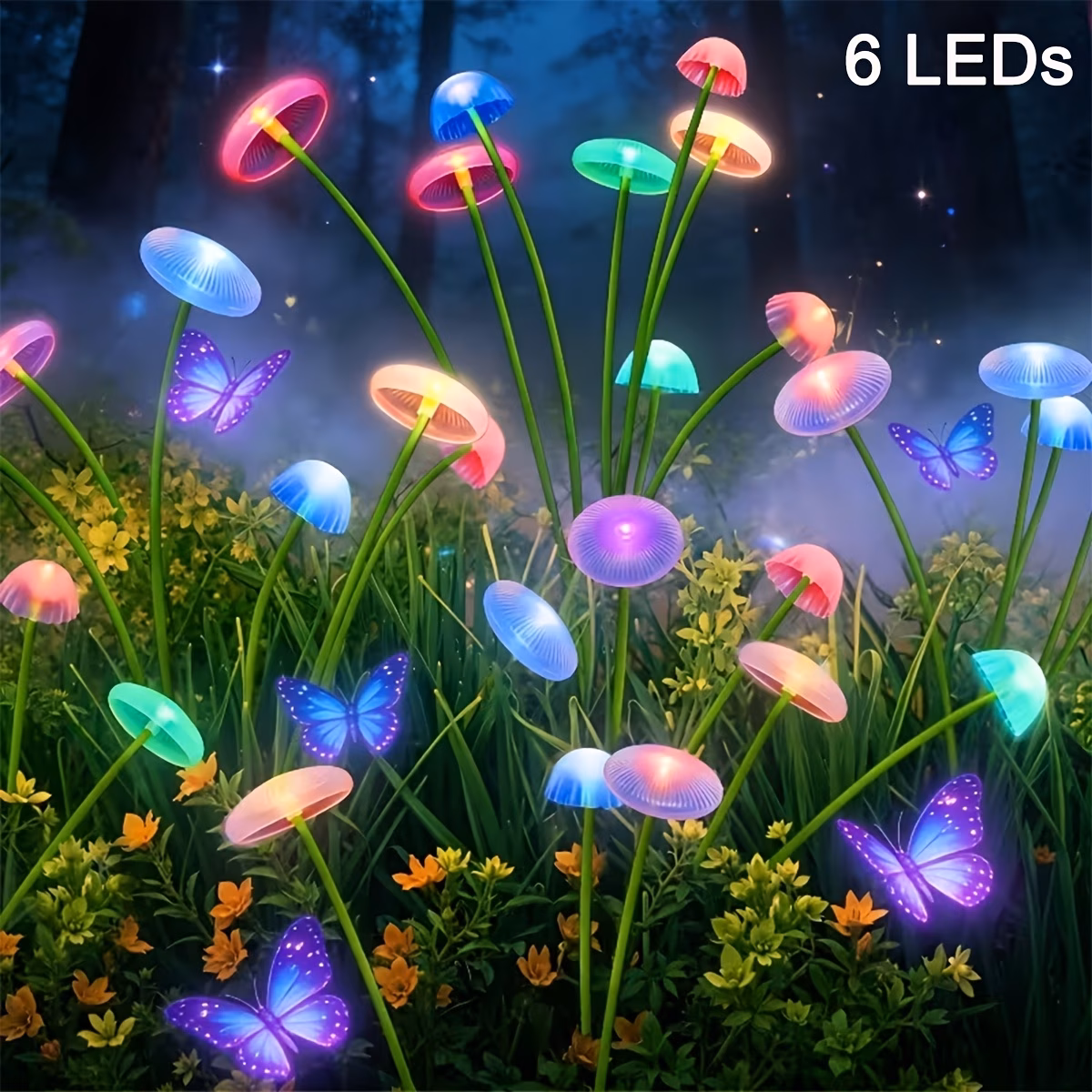 Set 4 x lampa solara 6 LED Jellyfish, Multicolor