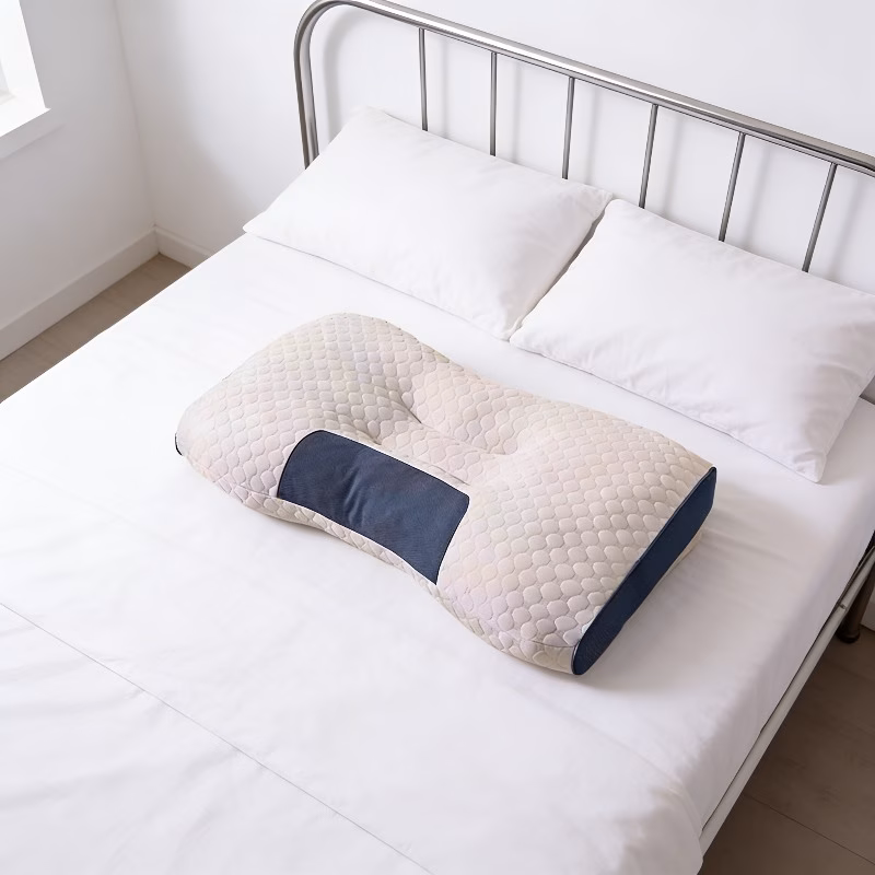 Set 2 x Perna cervicala ergonomica, invelis din bumbac tricotat