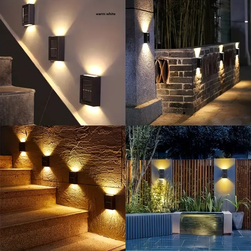 Set 4 x lampa solara cu lumina bidirectionala